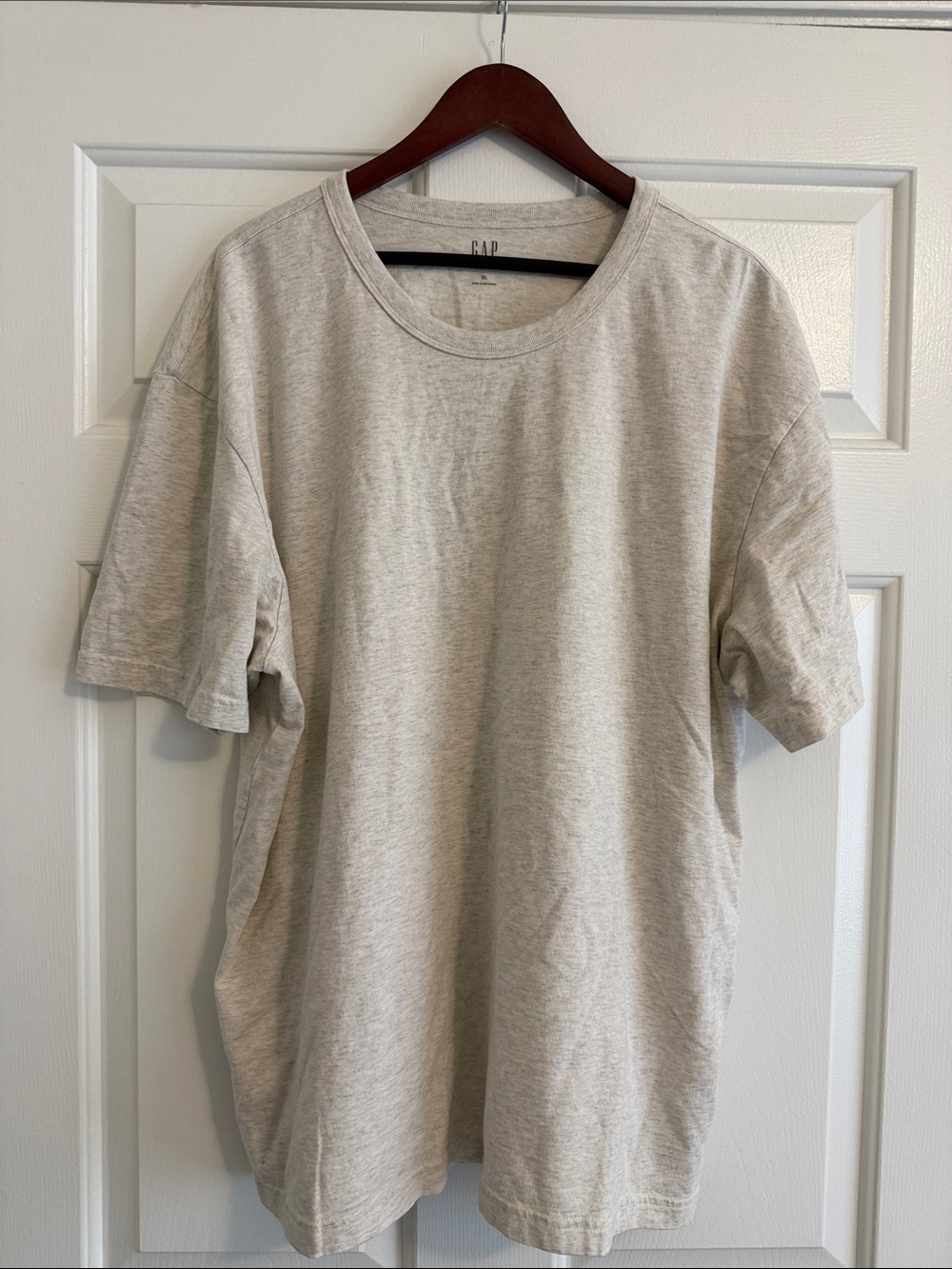 GAP Men's Short-Sleeve Crew Tee in Light Heather Tan